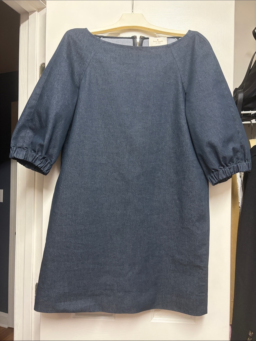 kate spade Dark Navy denim Puff Sleeve Mini Dress